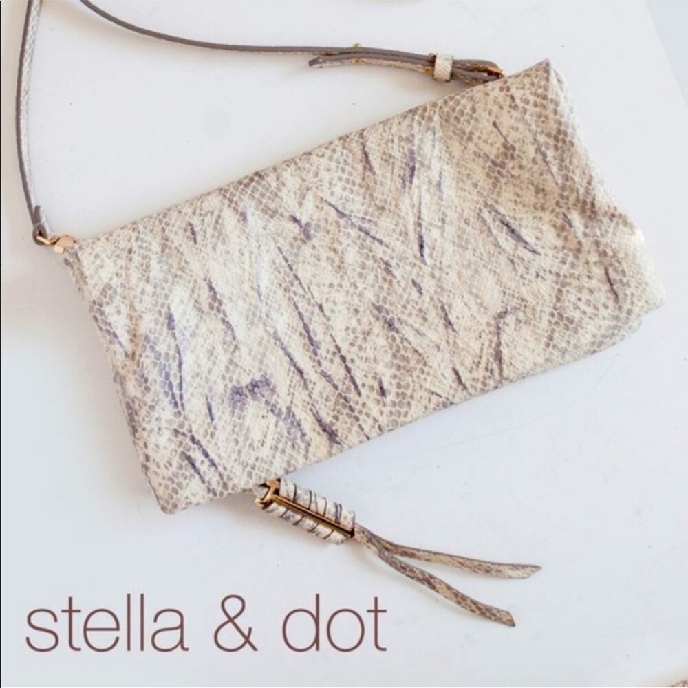 NEW Stella & Dot Crosby Snakeskin Print Leather Crossbody, NWOT, MSRP $248